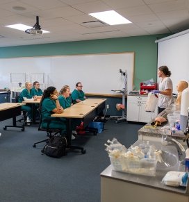 An instructor leads a Nursing class at SUNY Adirondack Saratoga