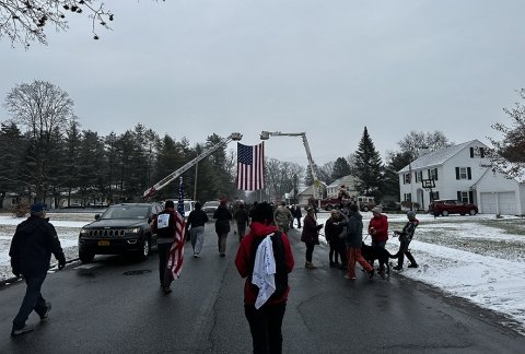 Veterans walk in the SFC Coon Christmas Eve Memorial Walk