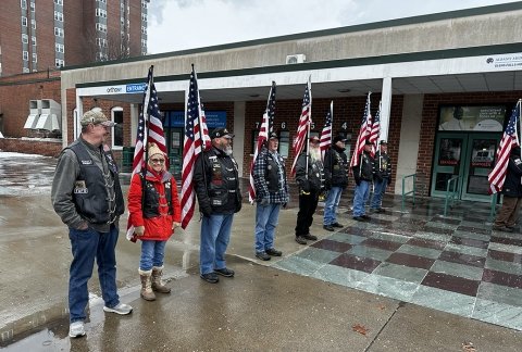 Veterans stand guard at the SFC Coon Christmas Eve march