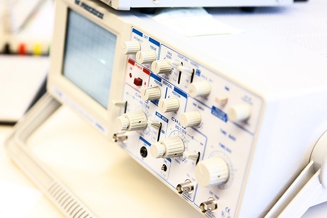 Close-up shot of a panel in a cybersecurity lab